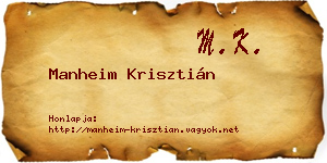 Manheim Krisztián névjegykártya